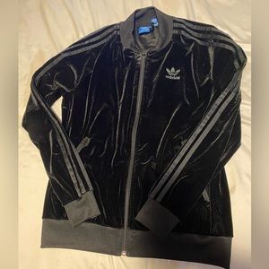 Adidas Black Velour Tracksuit Jacket